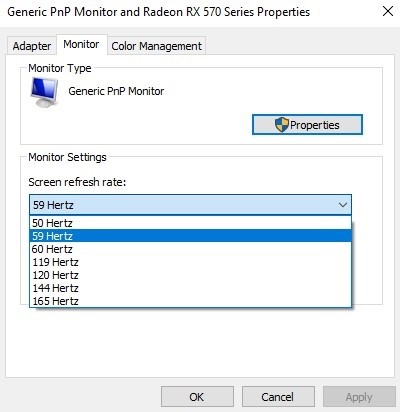 How to adjust the frequency and resolution of the monitor? Windows 10